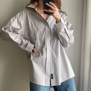 Vintage Jos A Bank 100% Cotton Button Down Shirt - Light Grey